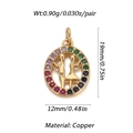 Detailed specs of colorful zircon couple pendant in copper with 19mm height dimensions - Couple Figures Disc Style (009-02)