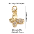 Detail of gold-plated butterfly pendant with clear zircons, size 15mm by 10mm for DIY - Bowtie Butterfly Shape (002-07)