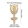 Golden Virgin Mary and cross pendant with white crystals, dimensions 25mm by 10mm - Mary Cross Combination (YSN050-13)