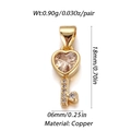 Detail of copper heart key pendant with champagne stone and micro-inlaid diamonds - Champagne Heart Golden Key Style (007-13)