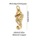 Detail of gold-plated copper seahorse pendant featuring micro-pave cubic zirconia crystals - Seahorse Shape (002-08)