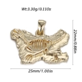 Golden punk dinosaur fossil skeleton pendant for DIY jewelry, 25mm height - Dinosaur Skeleton Fossil (YSN205-05)