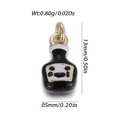 Mini zwart-wit fles hanger met smiley gezicht voor doe-het-zelf sieraden maken - Klein Zwart Flesje