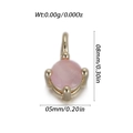 Pink gemstone charm with golden 4-prong setting and measurements for DIY jewelry - Round Pink Gem (YSN211-03)