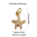 Macro detail of 14K gold plated starfish pendant with zircon insets on white background - Starfish Shape (004-06)