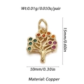 Detail showing 15mm gold tree pendant with colorful stones and brass material specs - Tree of Life Shape (004-08)