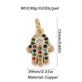 Gold Hamsa Hand pendant with multi-color zircon stones and a central clear crystal - Colorful Hamsa Hand Style (008-01)