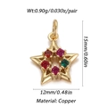 Detail of 14K gold-plated star pendant with colorful crystals and size measurements - Colorful Star Shape (004-09)