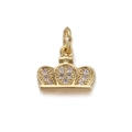 Macro detail of golden crown pendant charm with sparkling white micro-set crystals - White Rhinestone Crown Pendant Only (Without Chain) (3)
