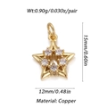 Macro shot of 14K gold plated copper star pendant with zircon stones and dimensions - Gold Star Shape (004-10)