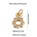 Macro detail of a 14K gold-plated star pendant with clear cubic zirconia stones and copper base - Eight-Pointed Star Shape (004-11)