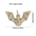 Golden bat-shaped punk pendant in alloy with dimensions 20mm by 13mm and top jump ring - Bat Style (YSN205-10)