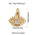 Detailed size specifications of a gold plated copper evil eye pendant with zircon stone - Evil Eye Style (008-06)