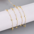 Elegant 14K gold plated necklace with delicate white pearls and metal cube beads - 1m / Pearl Gold Square Style