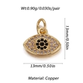 Detailed view of evil eye charm with white zircon and black stone inlay 13mm - Black Core Evil Eye Style (008-07)