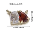 Pendentif DIY en cuivre doré avec zircons rectangulaires clairs et poires rouges - Gemme Bicolore Rect Claire & Poire Rouge (YSN211-09)
