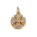 Gold-plated brass cross pendant with sparkling white cubic zirconia stones - Cross Disk