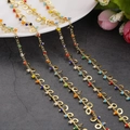 Bohemian gold chain with colorful enamel beads and circular charms for glasses and jewelry - 1m / Colorful Bead Pendant Decoration Chain (5)
