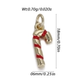 Golden candy cane charm with red spiral stripes, 18mm punk style DIY holiday pendant - Gold Candy Cane (YSN205-13)