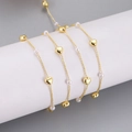 Gold stainless steel chain with heart charms and white pearls for DIY jewelry making - 1m / Pearl Heart Style