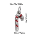 Silver candy cane charm with red enamel spiral pattern for DIY jewelry making - Silver Candy Cane (YSN205-14)