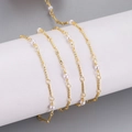 Gold-plated stainless steel pearl chain for DIY jewelry making necklaces and bracelets - 1m / French Pearl Wave Style