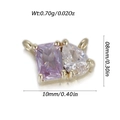 Pendentif bijoux DIY avec zircon rectangulaire violet et goutte transparente en doré - Gemme Bicolore Rect Violette & Poire Blanche (YSN211-18)