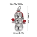 Silver snowman pendant with red enamel hat and gloves for DIY holiday jewelry making - Silver Snowman Style (YSN205-16)