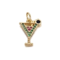 Elegant gold cocktail glass pendant with colorful gemstones for DIY jewelry design - Multicolor Rhinestone Inlaid Pendant / Gold (Martini Glass)