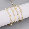 DIY stainless steel necklace with white pearls and gold hollow rose chain links - 1m / Pearl Hollow Rose Style