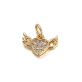 Golden heart pendant with angel wings and micro-pave white zircon stones for jewelry - Rhinestone Pave Pendant / Gold (Angel Wings Heart)