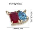 Pendentif DIY en zircon avec rectangle rouge et goutte bleu clair sertis d'or - Gemme Bicolore Rect Rouge Foncé & Poire Bleu Clair (YSN211-11)