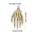 Gold skeleton hand pendant in punk style showing dimensions of 30mm height and 15mm width - Skeleton Hand Style (YSN205-06)
