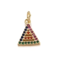 Golden triangle pendant featuring five rows of colorful inlaid zircon gemstones - Gradient Multicolor Rhinestone Pendant / Gold (Triangle)