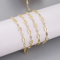 Elegant gold plated chain with rectangular links and sparkling clear zircon gemstones - 1m / Gold Rhinestone Geometric Style