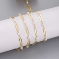 Elegant gold pearl chain link wrap for DIY jewelry making and handmade bridal accessories - Pearl Long Link Style (1) / 1m