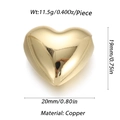 Polished 14K gold-plated brass heart-shaped charm bead for jewelry making, 20x19mm - Solid Polished Heart Pendant (YSN025-12)