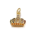 Gold crown pendant with rainbow zircons and crystal inlay for jewelry making - Rainbow Color Crown Pendant Only (Without Chain) (4)