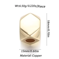 Golden hexagonal brass bead for DIY jewelry, 18x15mm hollow spacer with polished finish - Hexagonal Polished Large Hole Bead (YSN026-8)