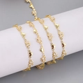Gold plated stainless steel chain with white butterfly and heart charms for DIY jewelry - Heart and Butterfly Style (3) / 1m