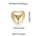 Golden heart-shaped copper bead with zircon stone for DIY jewelry making 12mm - Polished Heart Bead Accessory (YSN041-3)
