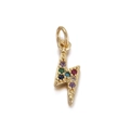 Golden lightning bolt charm with multicolor inlaid gemstones for DIY jewelry - Multicolored Rhinestone Lightning Pendant Only (Without Chain) (7)