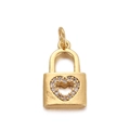 Golden heart locket pendant charm with micro-pave cubic zirconia crystals - White Rhinestone Heart Lock Pendant Only (Without Chain) (8)