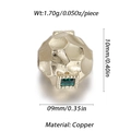 Detailed view of a gold-plated copper honeycomb bead featuring a green zircon gemstone - Honeycomb Textured Bead Green Zirconia (YSN086-01)
