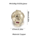 Detail of a hammered gold copper bead featuring a square red zircon stone inlay - Hammered Bead With Red Zirconia (YSN086-02)