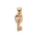Golden heart-shaped key pendant with sparkling crystal inlay for jewelry making - Luxury Heart Key Pendant / Gold (Champagne Heart Key)