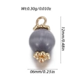 Grijze kattenoog steen hart hanger met gouden bloemkapje en klein zirkoon detail - Grijze Kattenoogsteen Ronde Kralenstijl (YSN166-07)