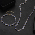 Handmade gold Evil Eye jewelry set including adjustable necklace and bracelet - Blue Evil Eye Necklace and Bracelet Set (1)