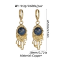 Exaggerated golden lava style drop earrings with blue evil eye charms in copper - Lava Fluid Blue Eye (YSE032-01)