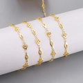Detail of polished gold butterfly clover link chain for DIY jewelry making - Clover and Rhombus Style (10) / 1m